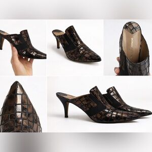 Donald J. Pliner Croc-Embossed Leather Mule Heels | Size 9N